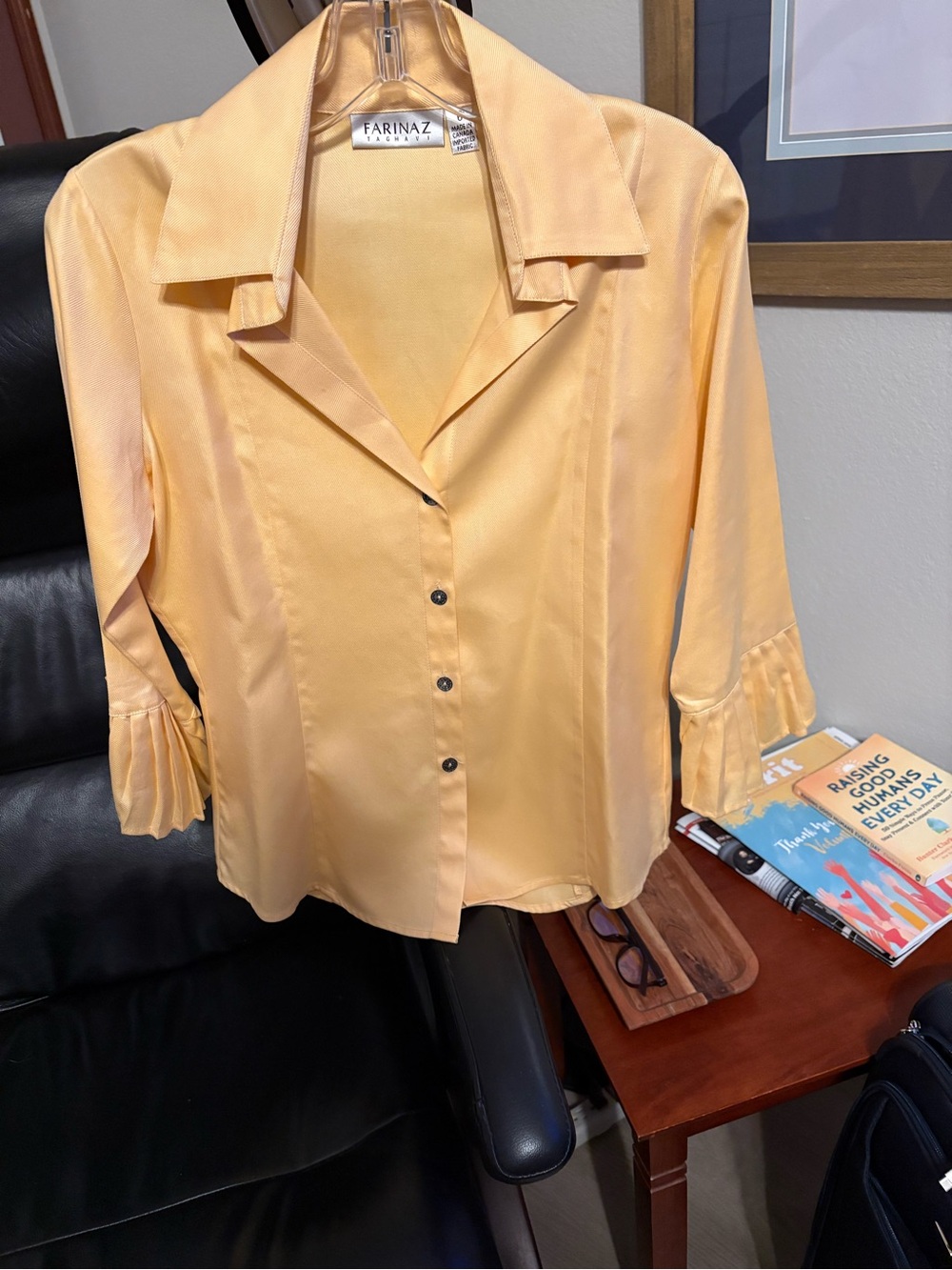 Women's Yellow dress elegant Button-Front Blouse